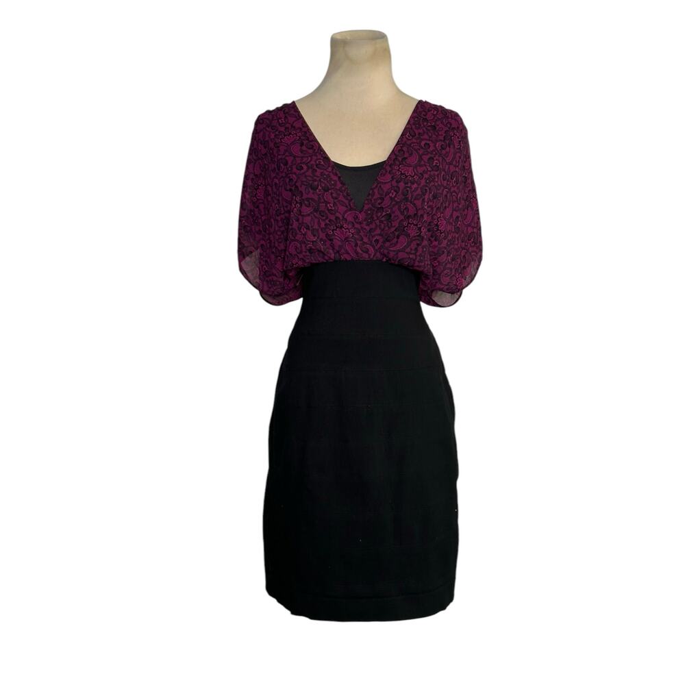 Nicole Miller Purple black color block knee length dress size 12